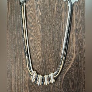 Nine West Rhinestone & Tri-Color Necklace 18” D3